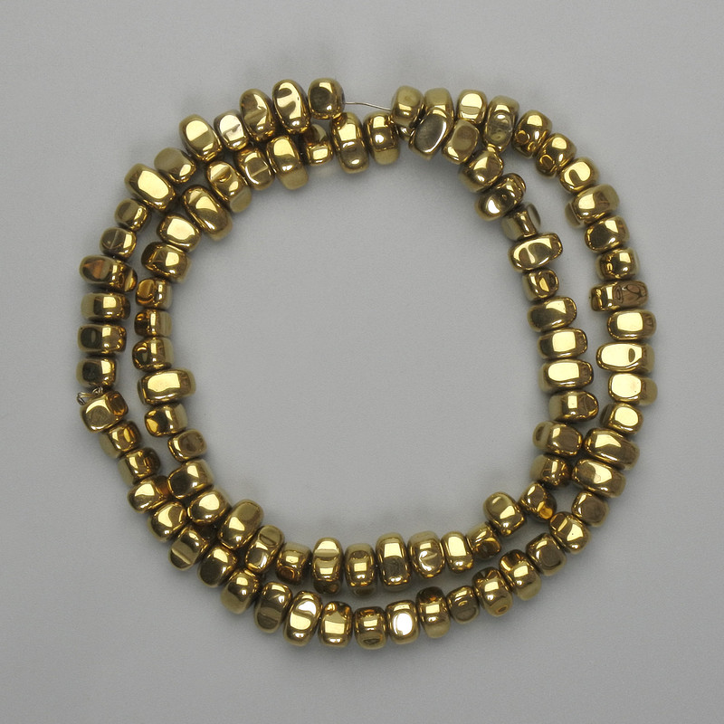 Hematite Beads Faceted 6-8, 5x4-4, 5mm+ Gold colour, thread length 39cm+