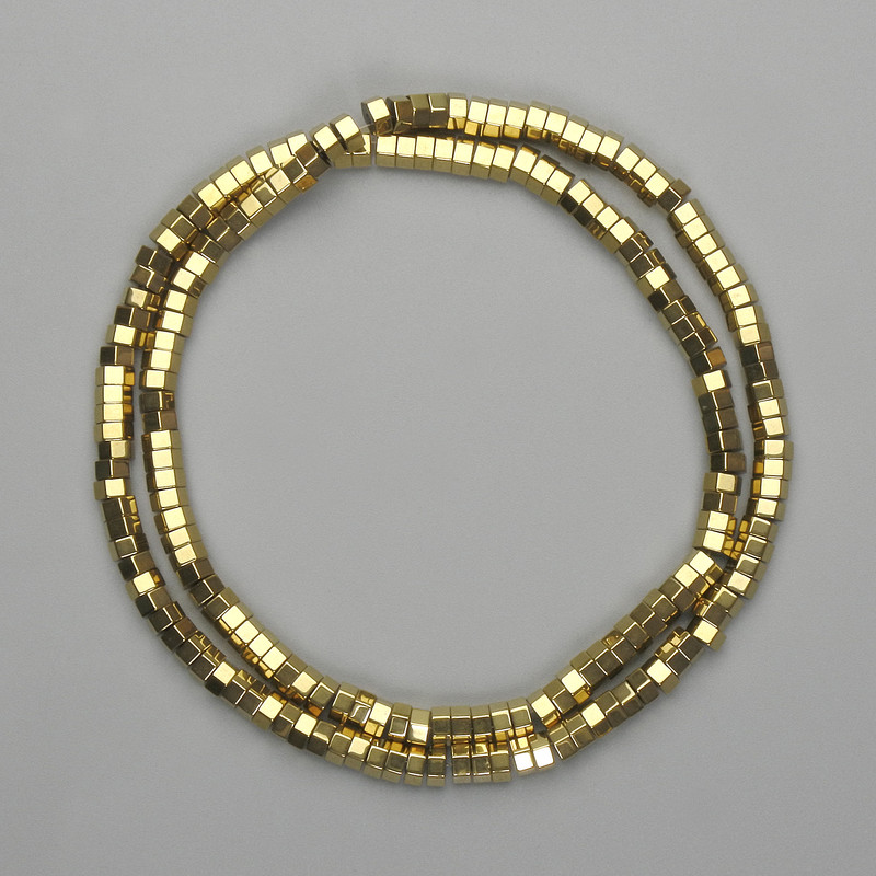 Hematite Beads faceted rondelle 4x2mm±, gold colour, length 40cm+