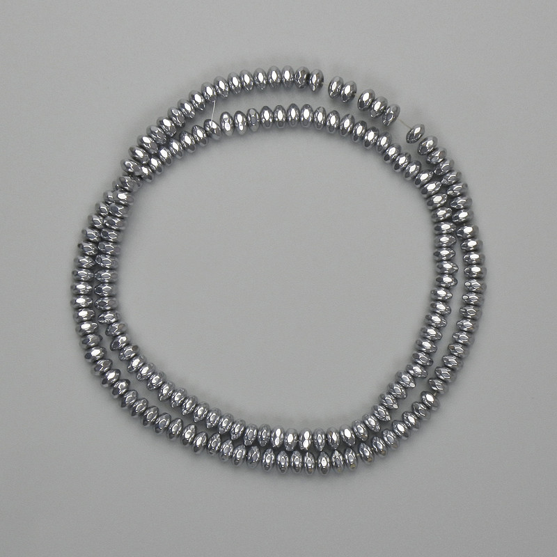 Hematite Beads - Rondelle-shaped, 4x2mm ± color Silver, Length 40cm+