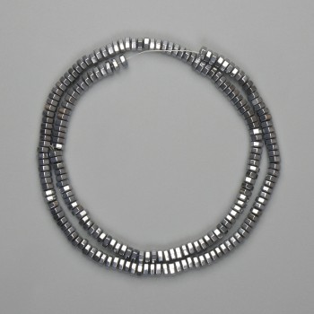 Faceted Hematite Beads 4x2mm+ Silver Colour, length 40cm+