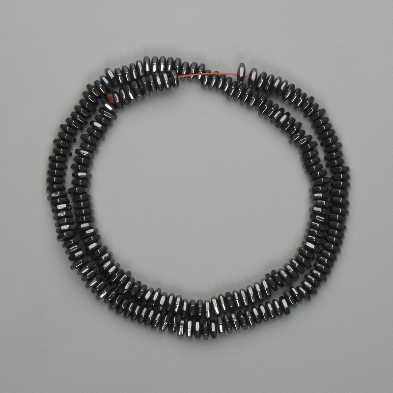 Faceted Hematite Rondelle Beads 5x1.5 mm, 40 cm strand