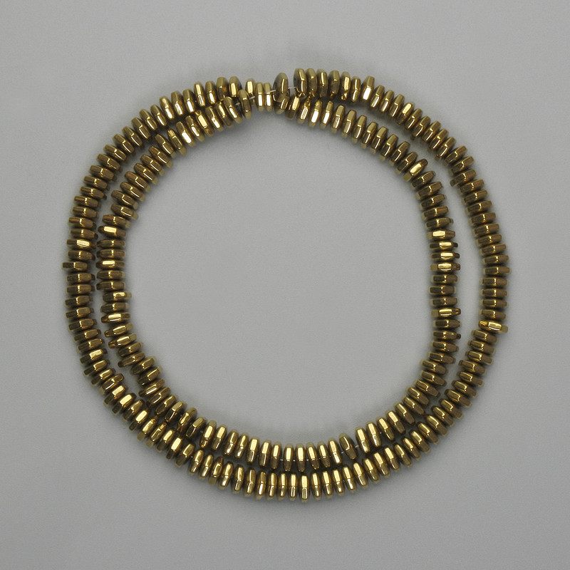 Hematite Faceted Rondelle Beads 5x1.5mm, Gold Colour, 40cm+ Length