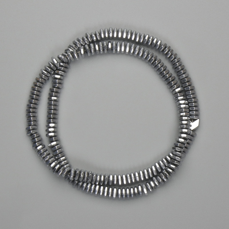 Hematite Beads - Faceted Rondelle 5x1.5mm, silver colour, 40cm length