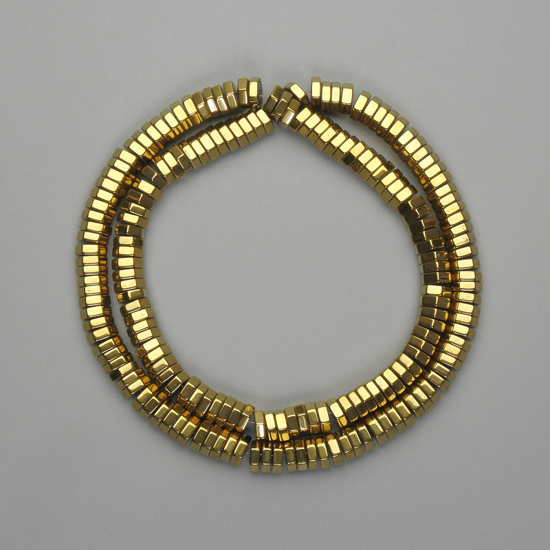 Hematite Beads Faceted Rondelle 6x2mm+- gold colour, length 40cm+