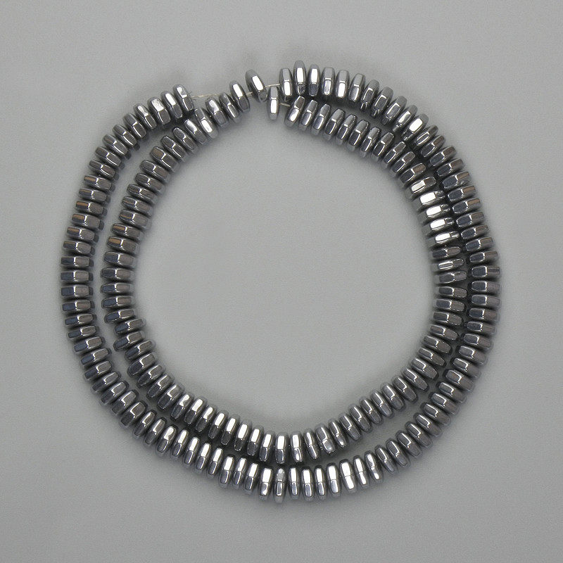 Hematite Beads - faceted rondelle 6x2mm± colour silver, length 38cm+