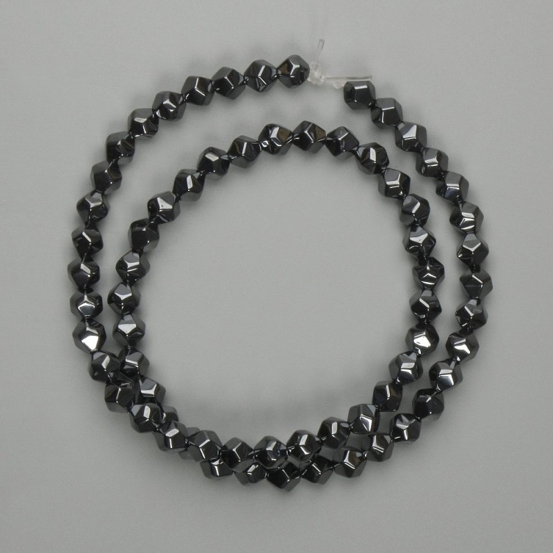 Hematite Beads Multisided 6mm, 39cm thread