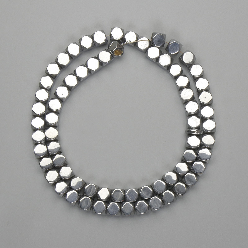 Hematite Beads Faceted 5×5.5 mm 5 mm+ Color Silver, Length 39 cm+