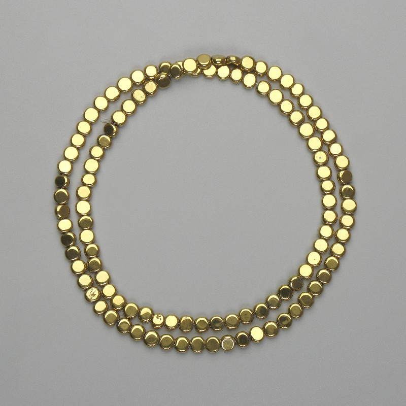 Hematite Beads Golden Colour Coin-shaped 3.5×4mm ±, 38cm length