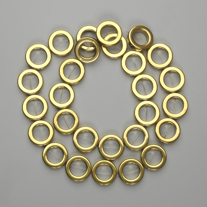 Hematite Beads Gold Colour 14mm ±, Length 38cm ±