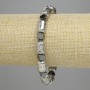 Bracelet Lava Cylinders Light Silver 12x8mm+- Hematite Faceted 5.5x6mm+-, length 18cm+- stretch