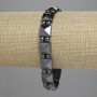 Hematite Bracelet, Faceted Square Link 10×10mm ± Bead 4mm ±, Length 18cm ±, Stretch
