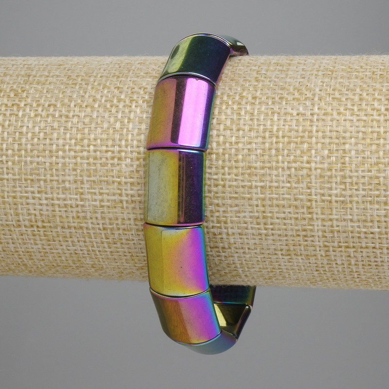 Bracelet Rainbow Hematite Link 15x13mm+-, length 18cm+- stretch