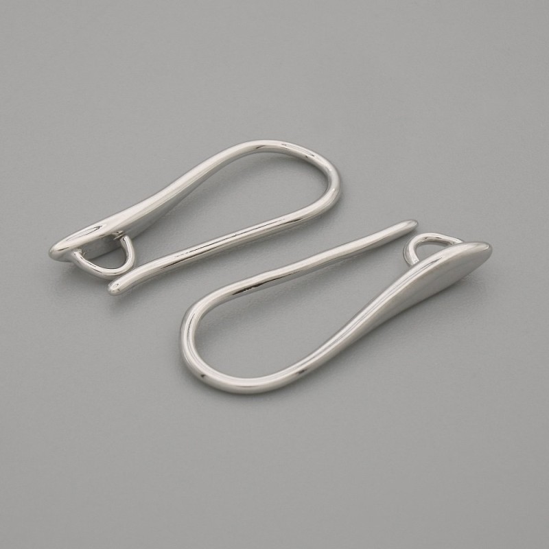 Earring posts, white-silvery metal, 20×2 mm, pair