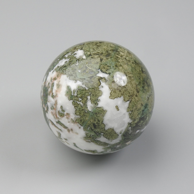 Moss Agate Stone Sphere with Geode, diameter 55-70mm±, assorted sizes, weight from 135g. (price per 100 g)