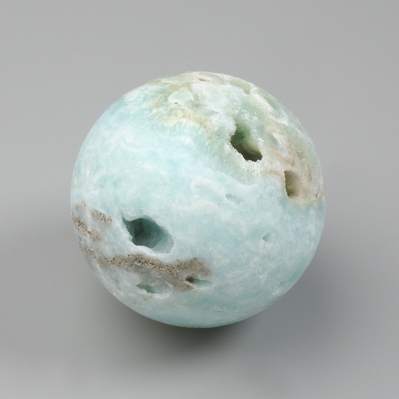 Larimar sphere with druzy natural stone, diameter 48-60mm±, assorted sizes, weight from 140 g. (price per 100 g)