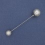 Brooch Pin Majorca Pearl 9mm+-12mm+- silver-tone metal 73mm+