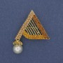 Brooch Accent pendant pearl crystals gold-tone metal 34x50mm+