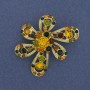 Brooch Flower Crystal Zircon Gold-Tone Metal 46x47mm+