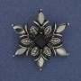 Brooch Pendant Accent with Crystals, Silvery Metal 34mm