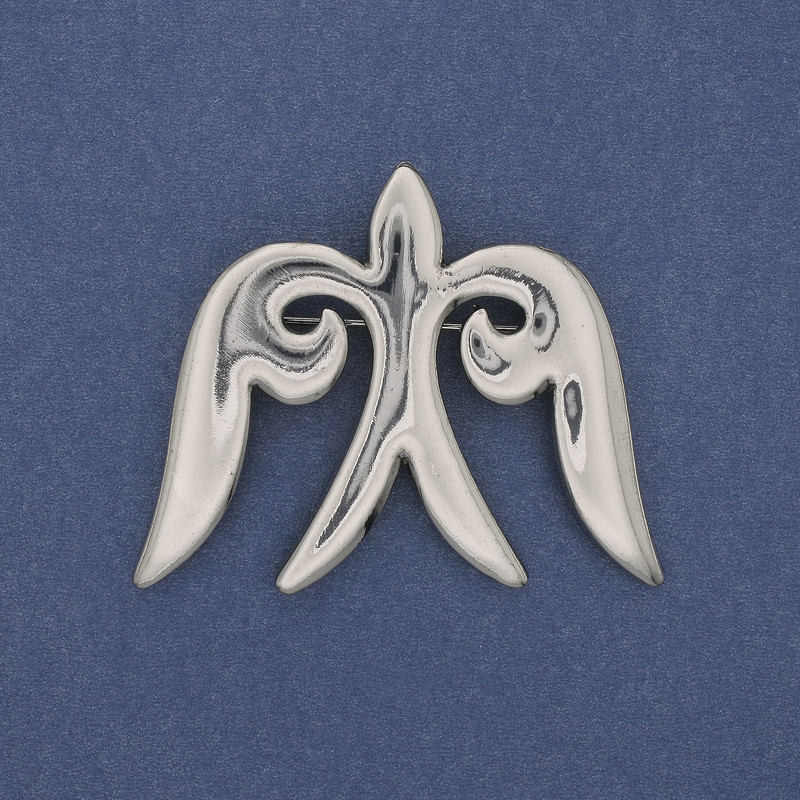  Brooch Pendant Swallow Silver-Coloured Metal 57x46mm+