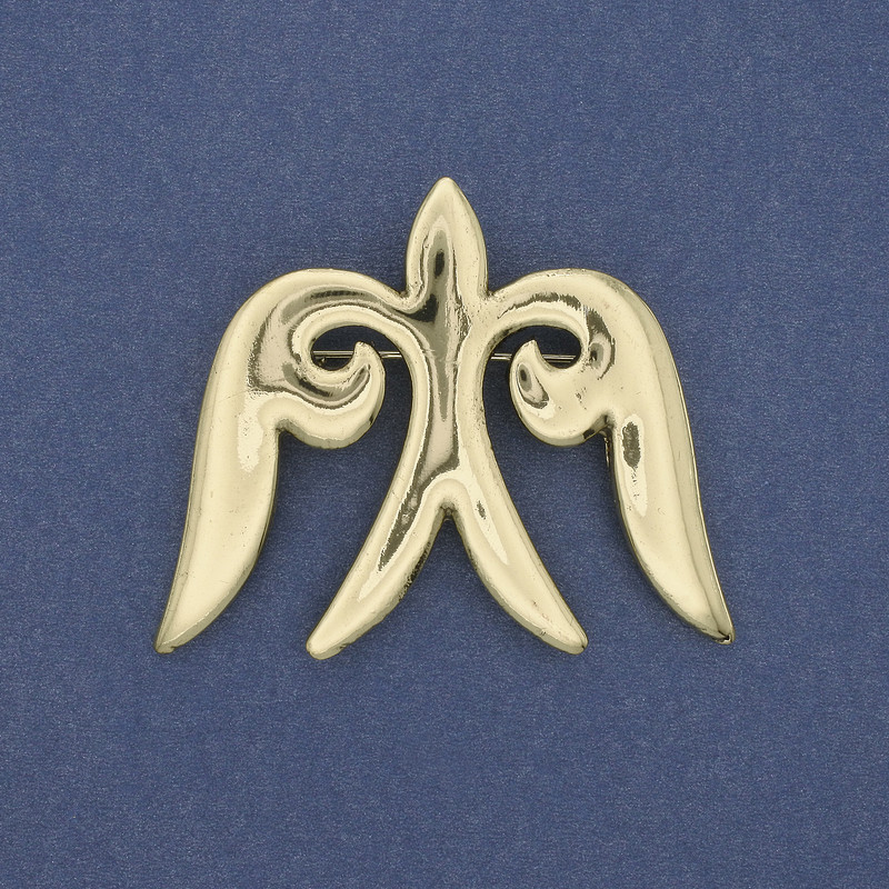 Brooch Pendant Swallow Golden Metal 57x46mm+