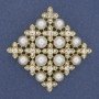 Brooch Pendant Mallorca Diamond White Crystals Gold-tone Metal 56mm+