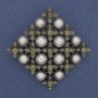 Brooch Pendant Mallorca Diamond with Grey Crystals Silver-tone Metal 56mm+