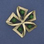 Pendant/Brooch Accent with Green Cat's Eye in Gold-Tone Metal 60mm+