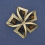 Brooch Accent Tiger's Eye Golden Metal 60mm+