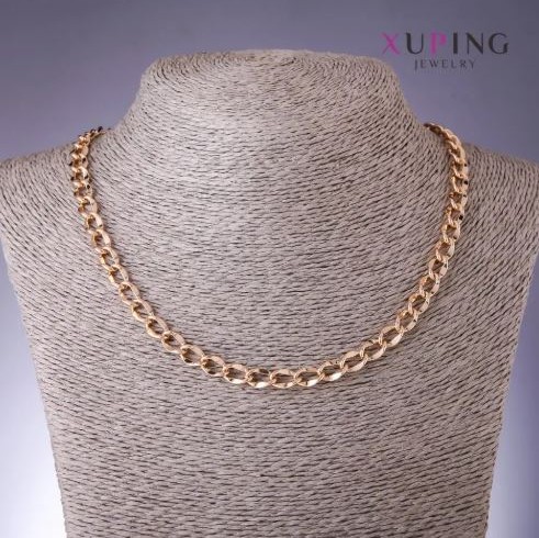 Xuping Chain, curved 'Diamond' weave, 7mm thickness, 51cm length, 18k gold plated