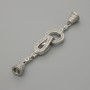 Findings end clasp colour of metal silver with rhinestones, diameter 20×11mm +-, length 52mm+-