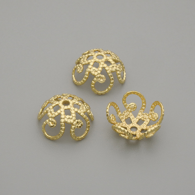 CapCap Findings for Beads with Metal Color Gold, diameter 9mm± hole 0.8mm± packaging 10pcs