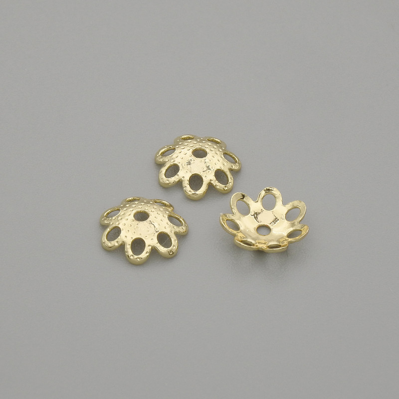 Cap cap for bead with metal colour gold, diameter 5.5mm± opening 0.7mm± packaging 10pcs