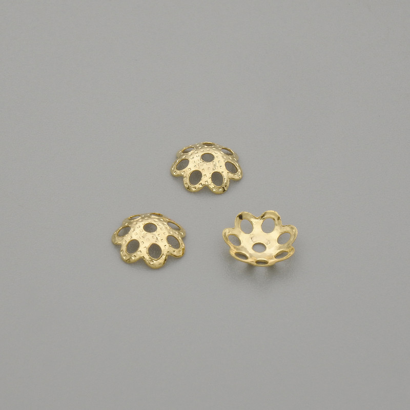 End cap findings for bead, metal colour: gold, diameter 5.5mm±, hole diameter 0.7mm±, packaging 10pcs