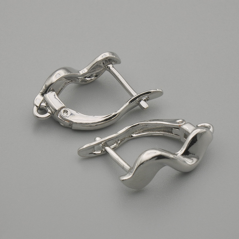 Earring posts for earrings, silver-toned metal 17x6mm± pair