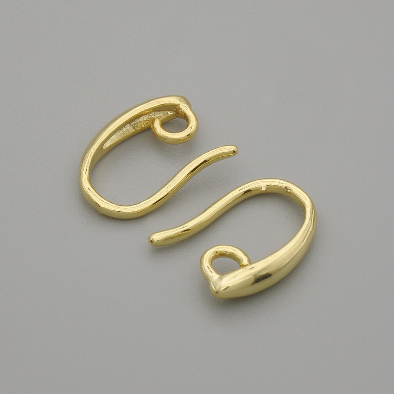 Earring posts in golden metal 14x2mm± pair