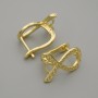 Earring posts, golden coloured metal, 16×11 mm ± pair