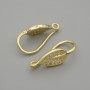 Earrings posts Leaf white crystals gold-tone metal 19x6mm+- pair