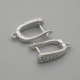 Earring posts with white crystals, silver metal, 15×4 mm ±, pair