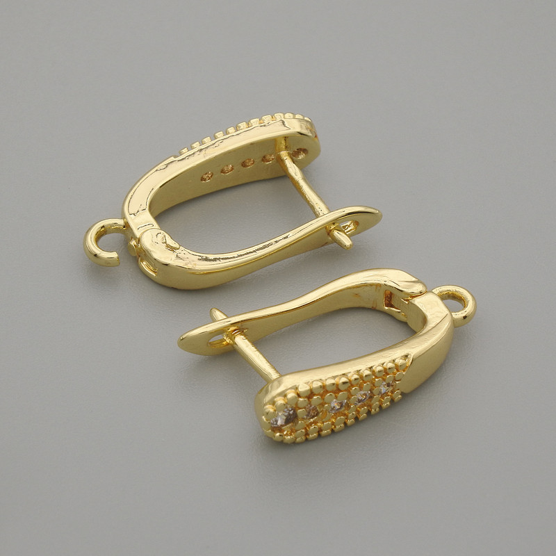 Earrings posts for earrings white crystals golden metal 15x4mm+- pair