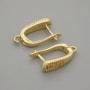 Earrings posts for earrings white crystals golden metal 15x4mm+- pair