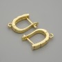 Earring posts for earrings, white crystals, golden metal, 15x3mm ± pair