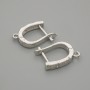 Earring posts with white crystals, silver metal, 15×3 mm ±, pair