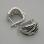 Earring posts for earrings, white crystals, black enamel, silver-tone metal, 15×9.5 mm ± pair