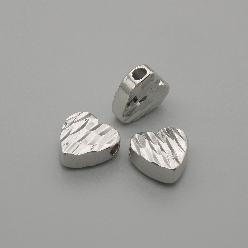 Silver Bead Insertion Heart Shape, Metal Colour Silver, Diameter 7.5×8mm±, Hole Diameter 1.8mm± per 1pc.