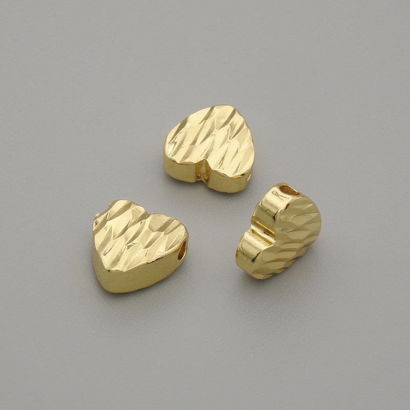 Bead finding insert heart shape metal colour gold, diameter 7.5×8 mm± hole diameter 1.8 mm± per 1 piece +