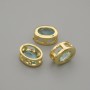 Bead finding bead insert blue crystal metal colour gold oval, diameter 9×7mm± hole diameter 1.3mm± per 1pc +