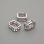 Bead finding bead insert pink crystal metal colour silver, diameter 9×7mm± hole diameter 1.3mm± per 1 pc +