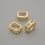 Bead end insert with pink crystal, metal colour gold, diameter 9×7mm± hole diameter ~1.3mm, per piece
