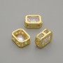 Bead setting insert white crystal in gold tone 9×7mm± hole 1.3mm± per piece
